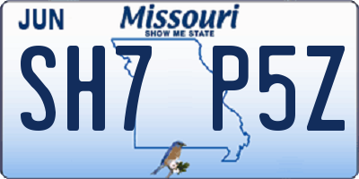 MO license plate SH7P5Z