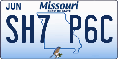 MO license plate SH7P6C