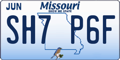 MO license plate SH7P6F