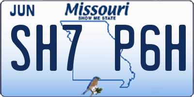 MO license plate SH7P6H
