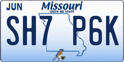 MO license plate SH7P6K