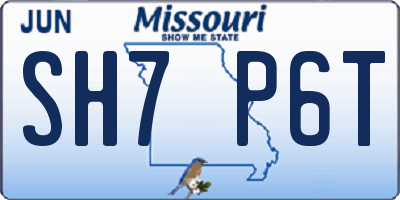 MO license plate SH7P6T