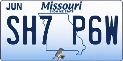 MO license plate SH7P6W