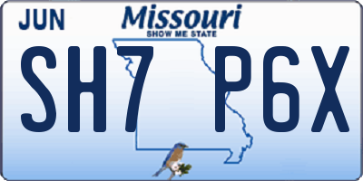 MO license plate SH7P6X