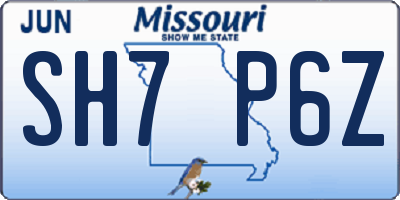 MO license plate SH7P6Z