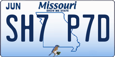 MO license plate SH7P7D