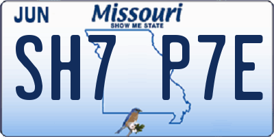 MO license plate SH7P7E