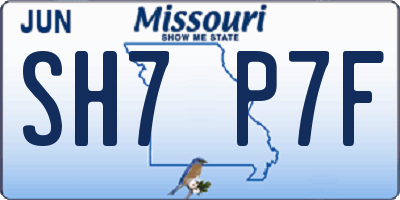 MO license plate SH7P7F