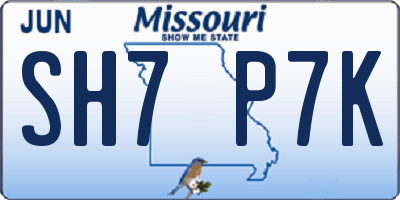 MO license plate SH7P7K