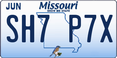 MO license plate SH7P7X