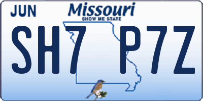 MO license plate SH7P7Z