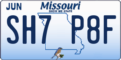 MO license plate SH7P8F
