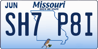 MO license plate SH7P8I