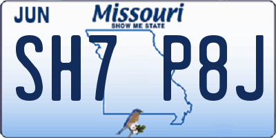 MO license plate SH7P8J
