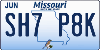 MO license plate SH7P8K