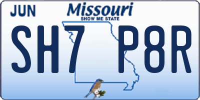 MO license plate SH7P8R