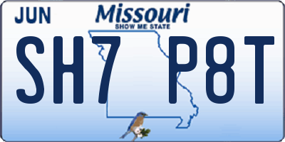 MO license plate SH7P8T