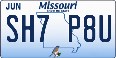 MO license plate SH7P8U