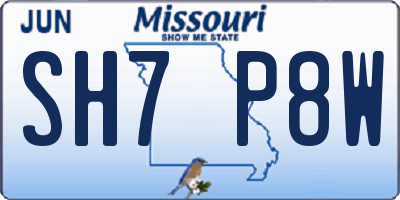 MO license plate SH7P8W