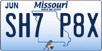 MO license plate SH7P8X