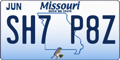 MO license plate SH7P8Z