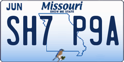 MO license plate SH7P9A