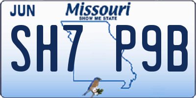 MO license plate SH7P9B