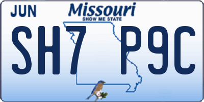 MO license plate SH7P9C