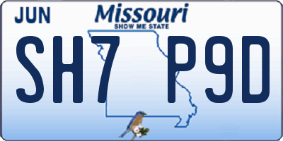 MO license plate SH7P9D