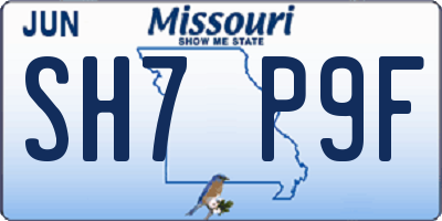 MO license plate SH7P9F