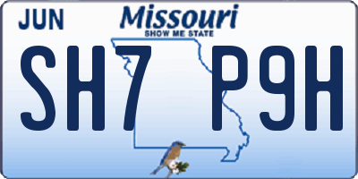 MO license plate SH7P9H