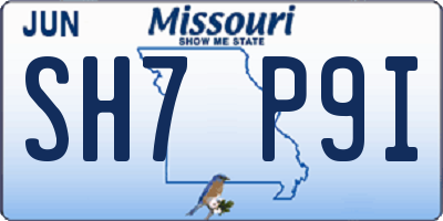 MO license plate SH7P9I