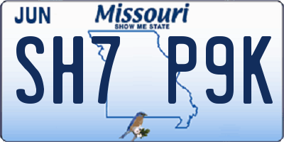 MO license plate SH7P9K