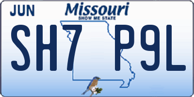 MO license plate SH7P9L