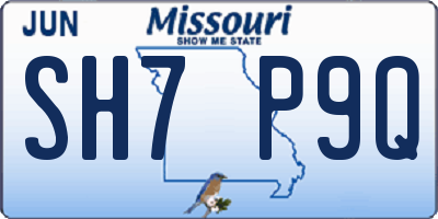 MO license plate SH7P9Q