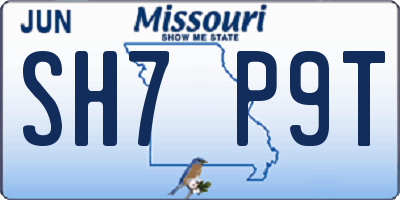 MO license plate SH7P9T