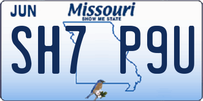 MO license plate SH7P9U