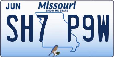 MO license plate SH7P9W