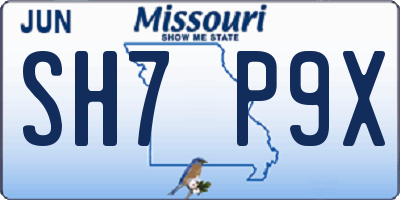 MO license plate SH7P9X