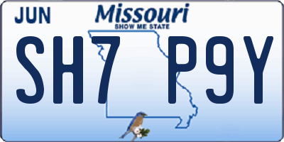 MO license plate SH7P9Y