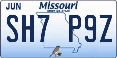 MO license plate SH7P9Z