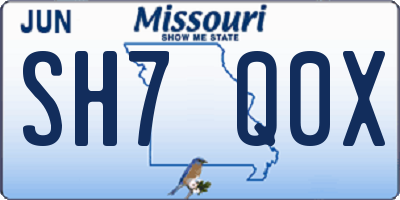 MO license plate SH7Q0X