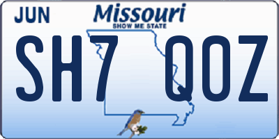 MO license plate SH7Q0Z