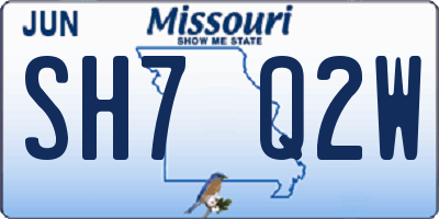 MO license plate SH7Q2W