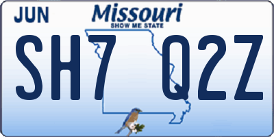 MO license plate SH7Q2Z