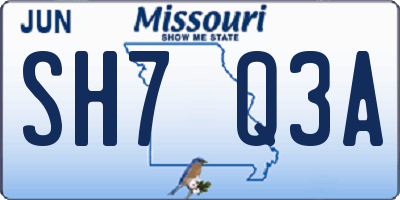 MO license plate SH7Q3A