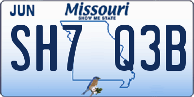 MO license plate SH7Q3B