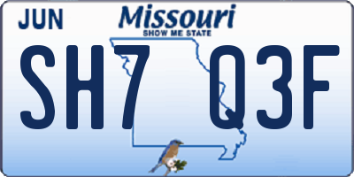 MO license plate SH7Q3F