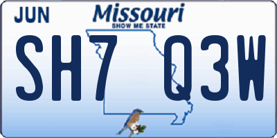 MO license plate SH7Q3W