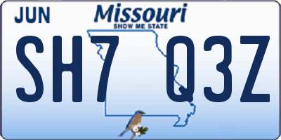 MO license plate SH7Q3Z